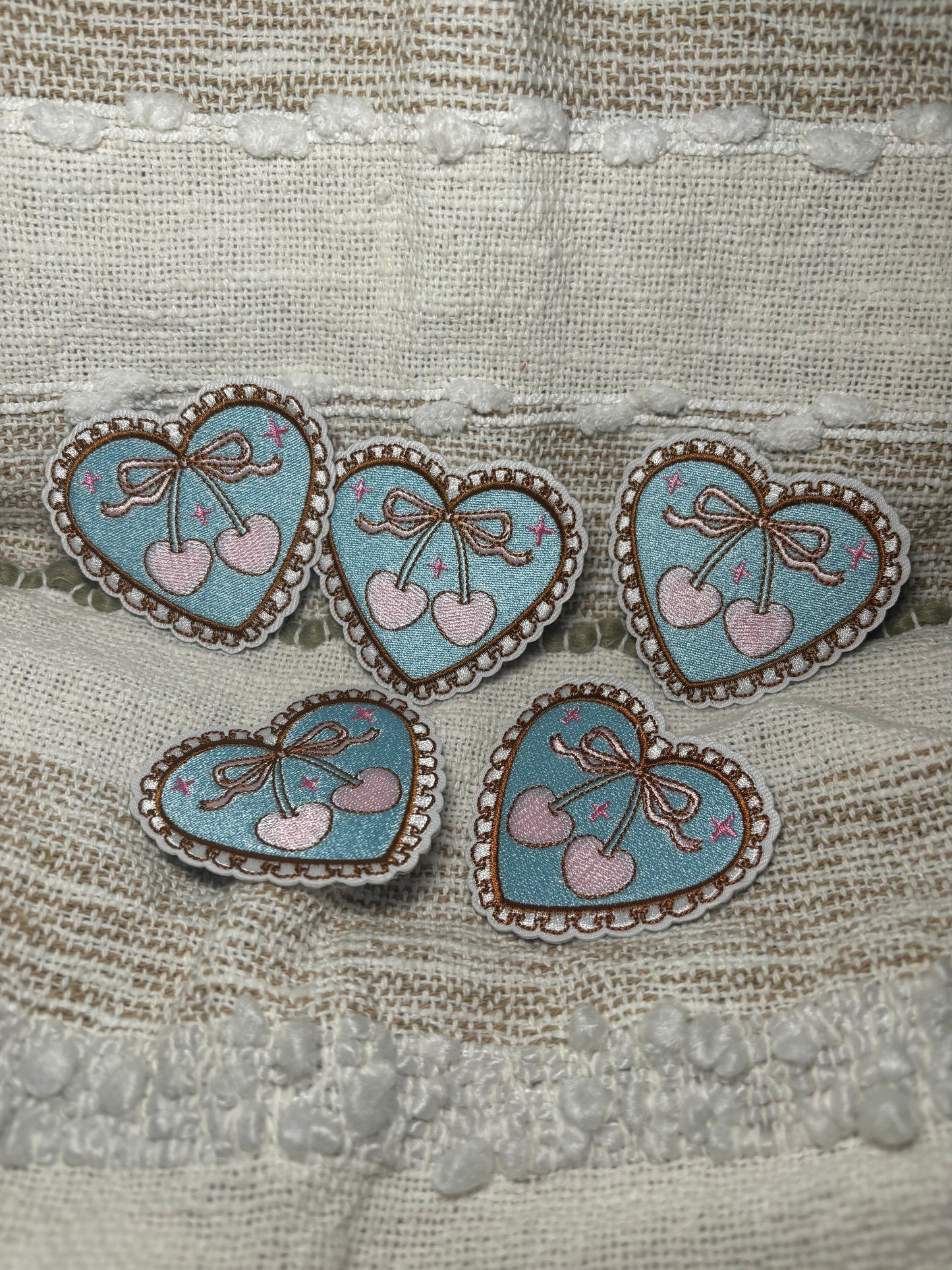 Brown heart w/ cherries Patch