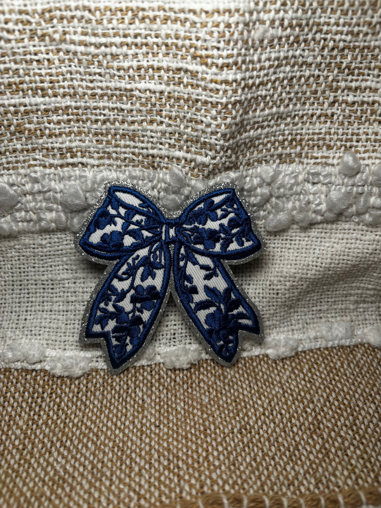 Floral Bow with Glitter Patch