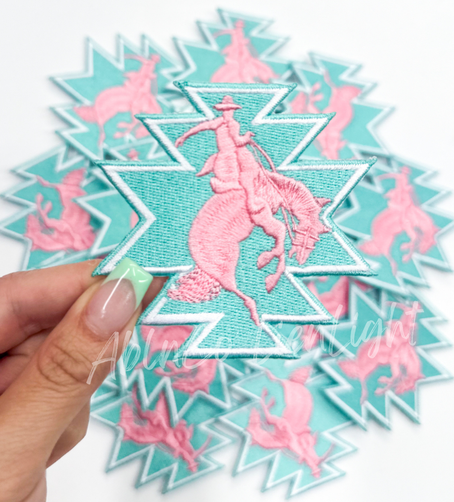 Bucking horse cowboy turquoise patch