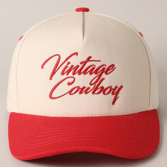 Vintage Cowboy Embroidery Two Tone Baseball Cap