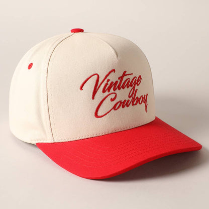 Vintage Cowboy Embroidery Two Tone Baseball Cap