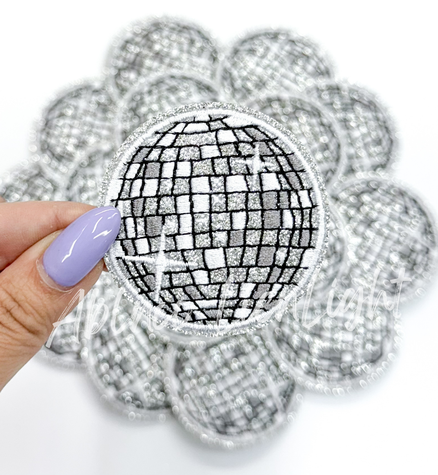 Silver Glitter Disco Ball Patch