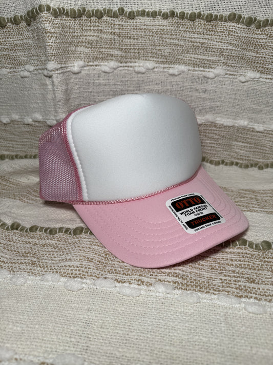 Soft Pink & White Trucker Hat