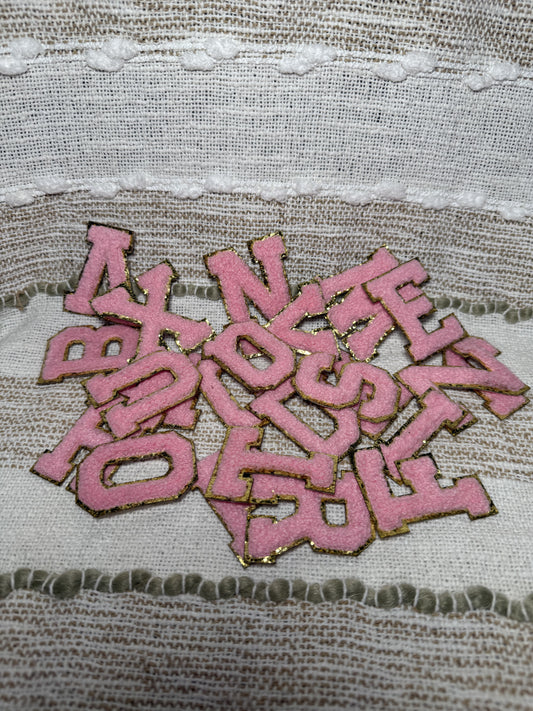 Pink Chenille Letter Patches