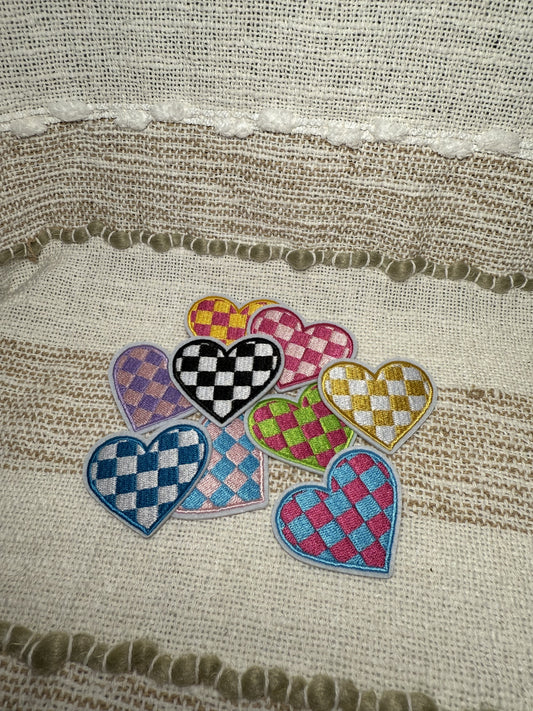 Checkered Heart Patches