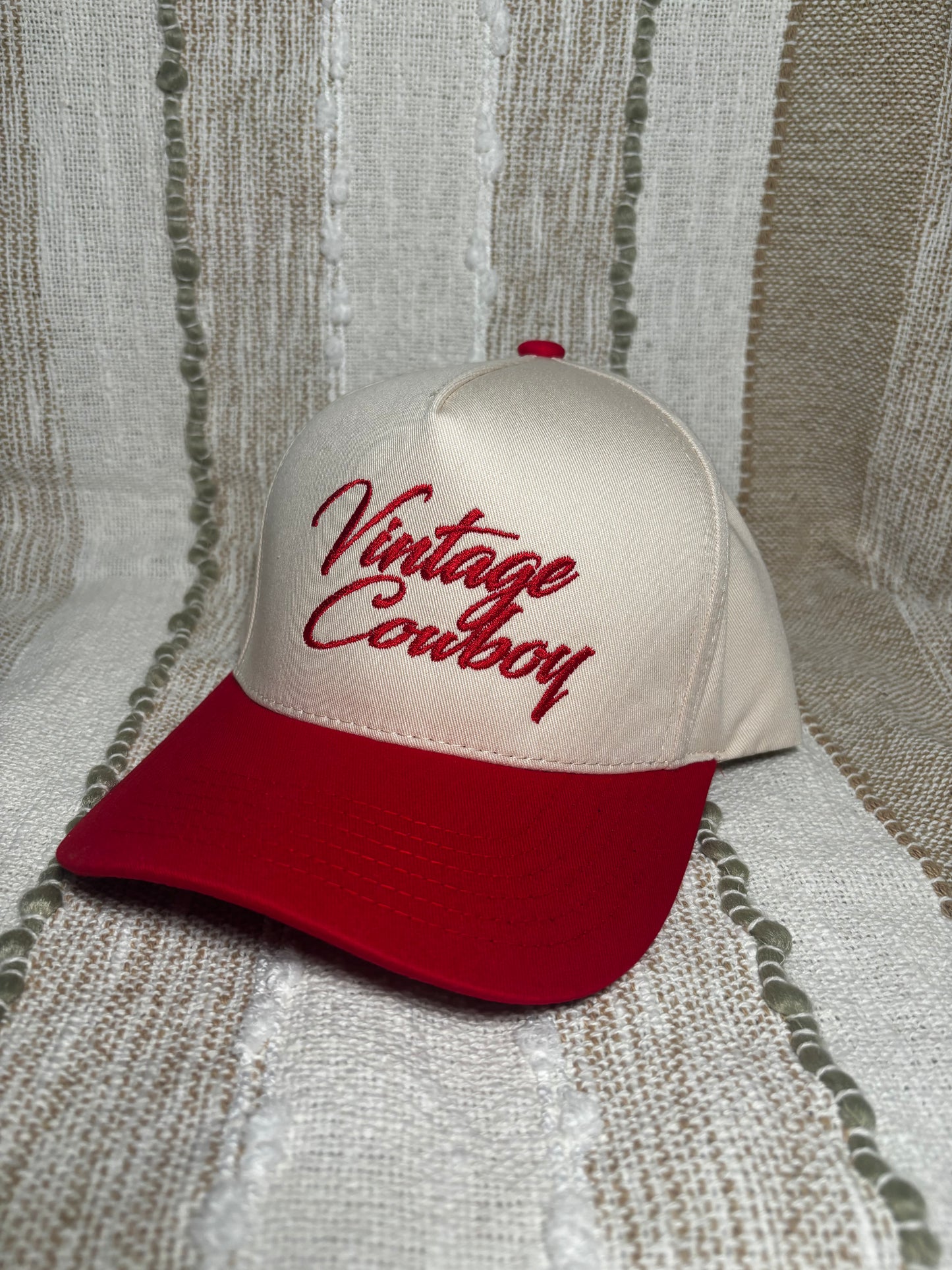 Vintage Cowboy Embroidery Two Tone Baseball Cap