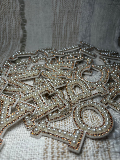 Pearl Rhinestone Letter Patches