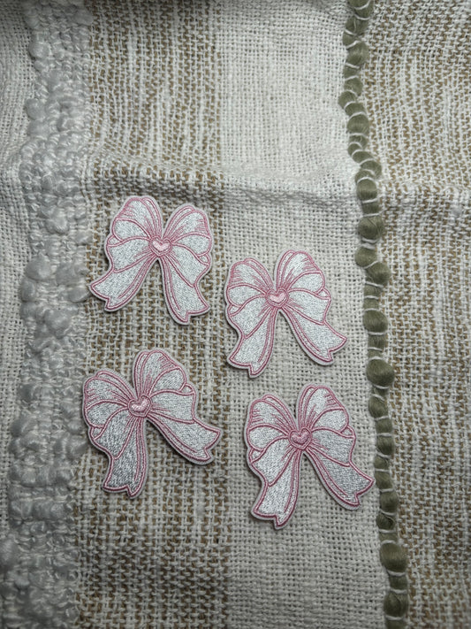 Pink & White Bow Patches