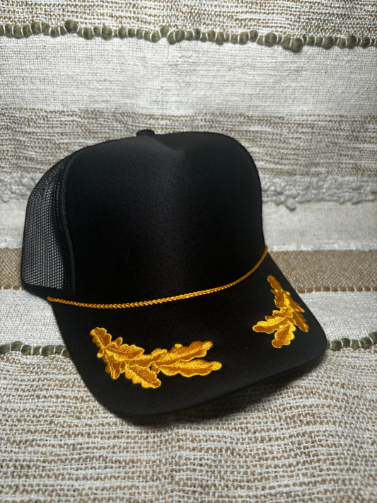 Black Gold Leaf Trucker Hat