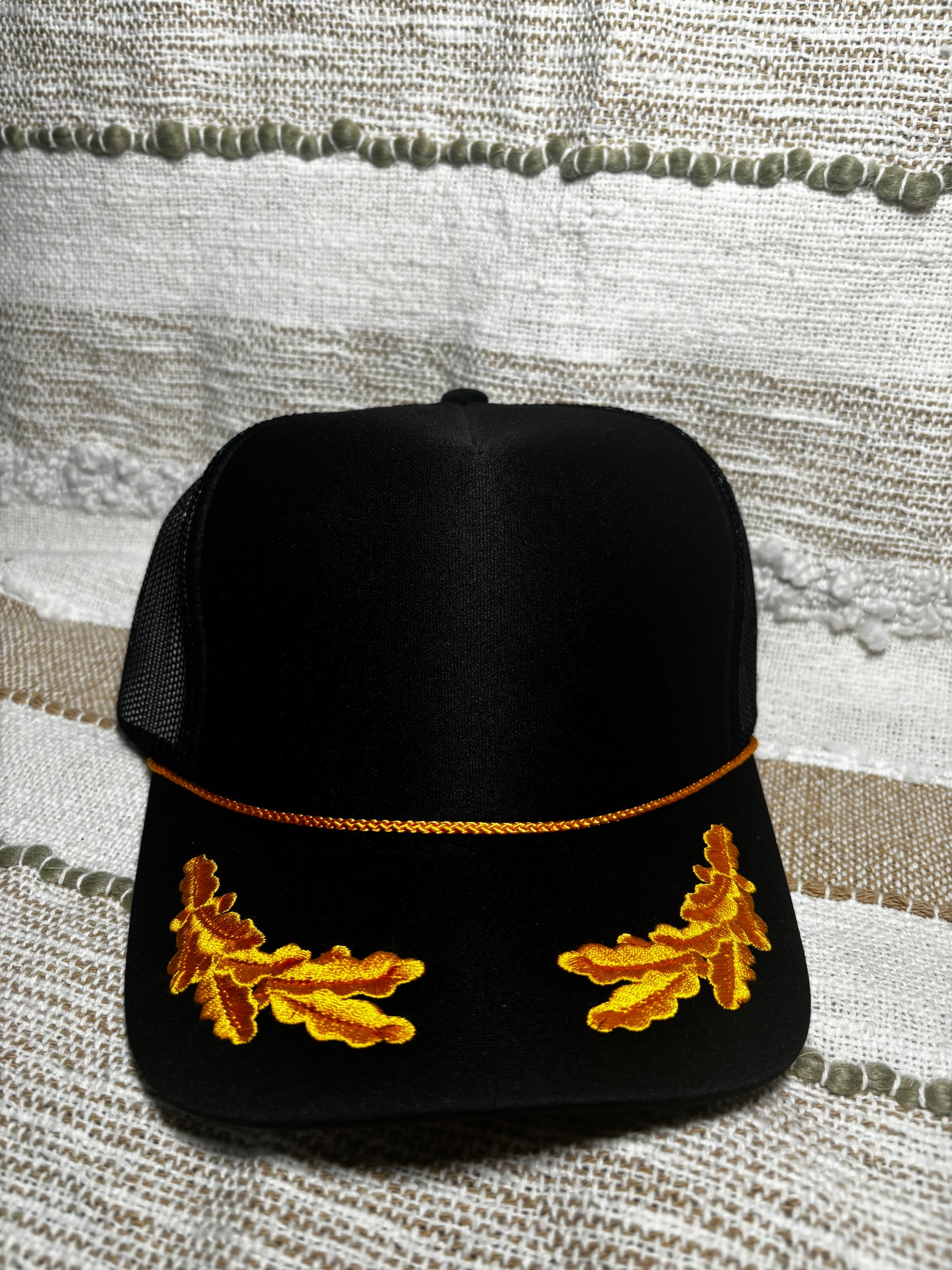 Black Gold Leaf Trucker Hat