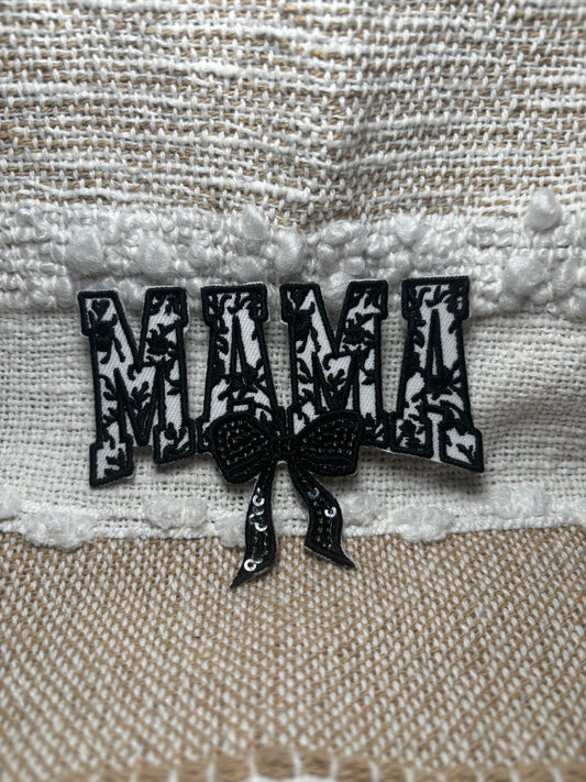 Black Floral Mama Patch 