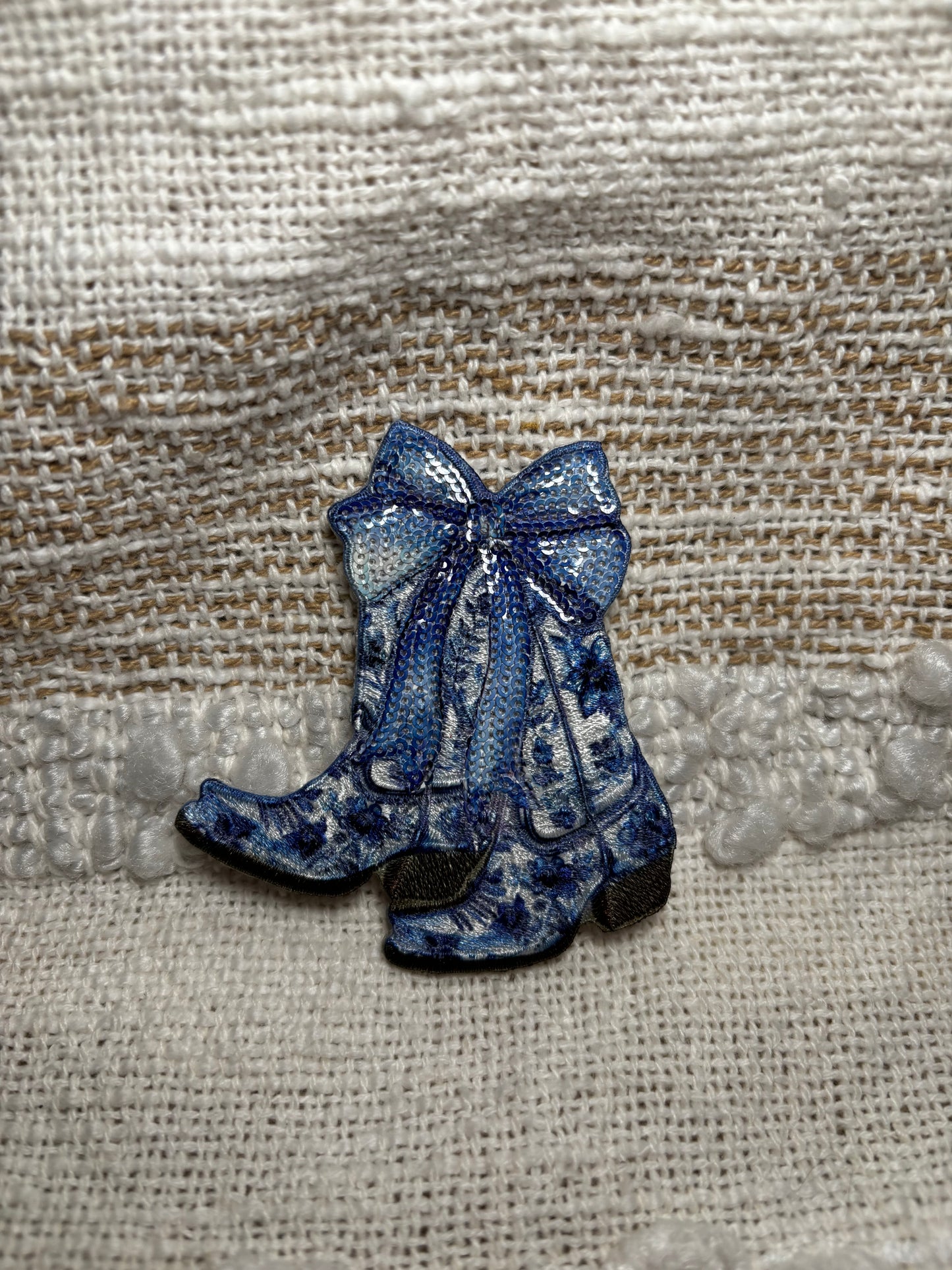 Blue Floral Bow Boots Patch