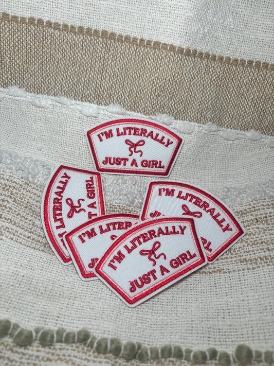 Red Literally Just A Girl Patch