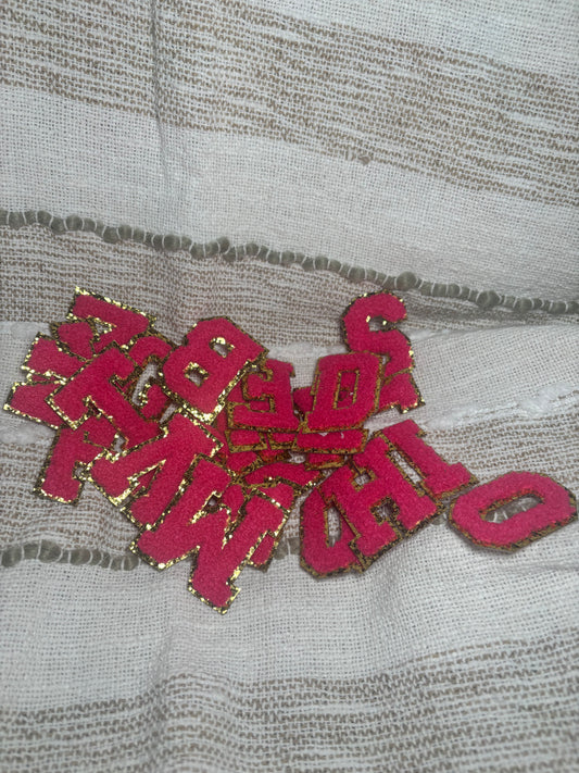 Hot Pink Chenille Letter Patches