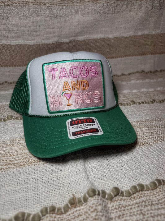 Green & White Hat w/ Tacos and Margs Patch