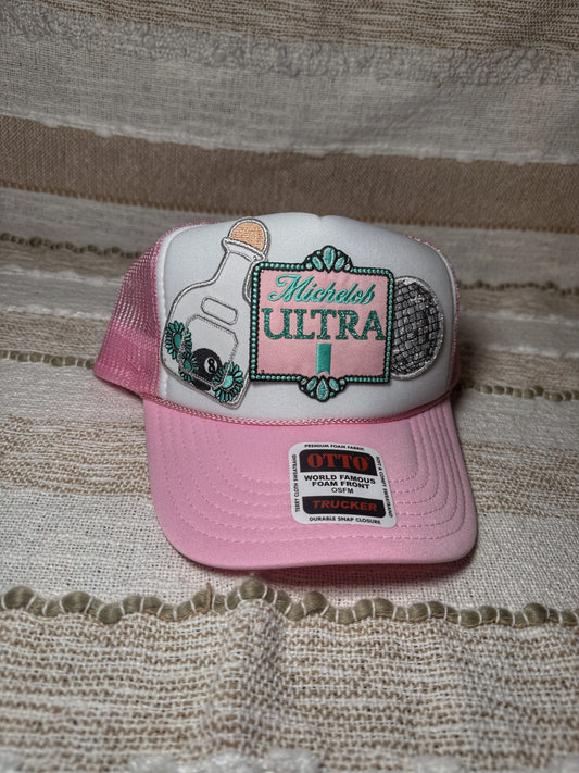 Michelob Ultra & Turquoise Pink & White Trucker Hat