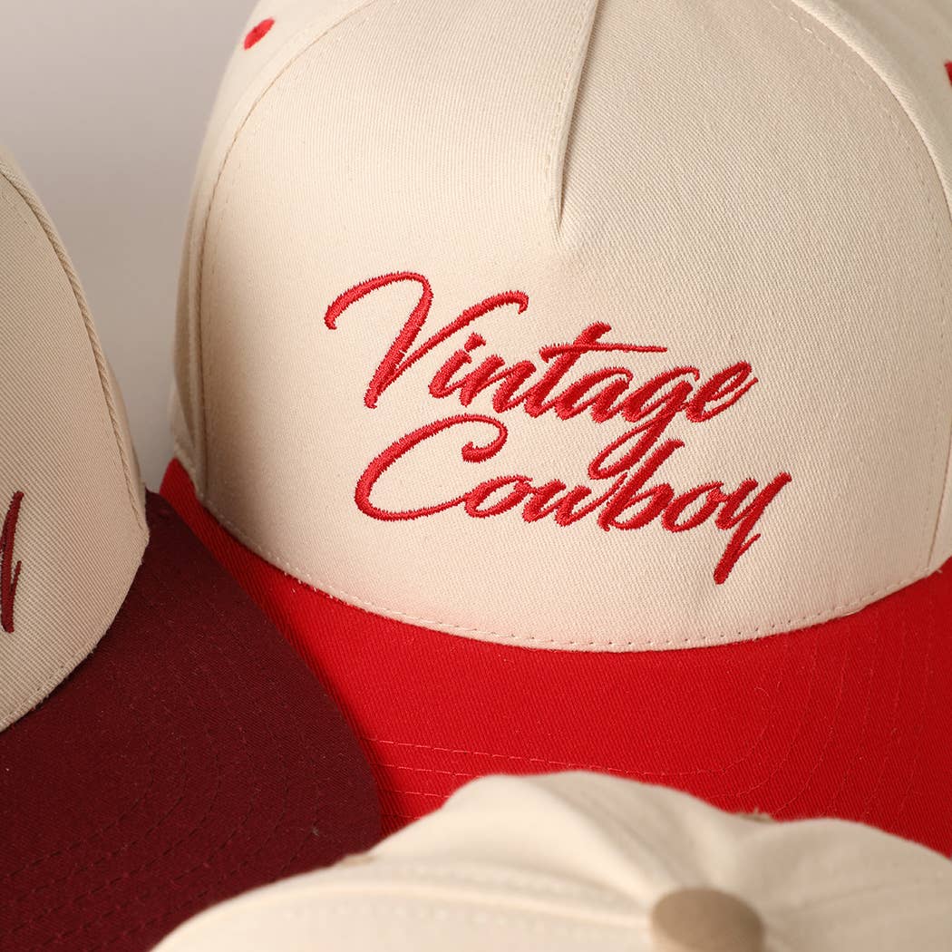 Vintage Cowboy Embroidery Two Tone Baseball Cap